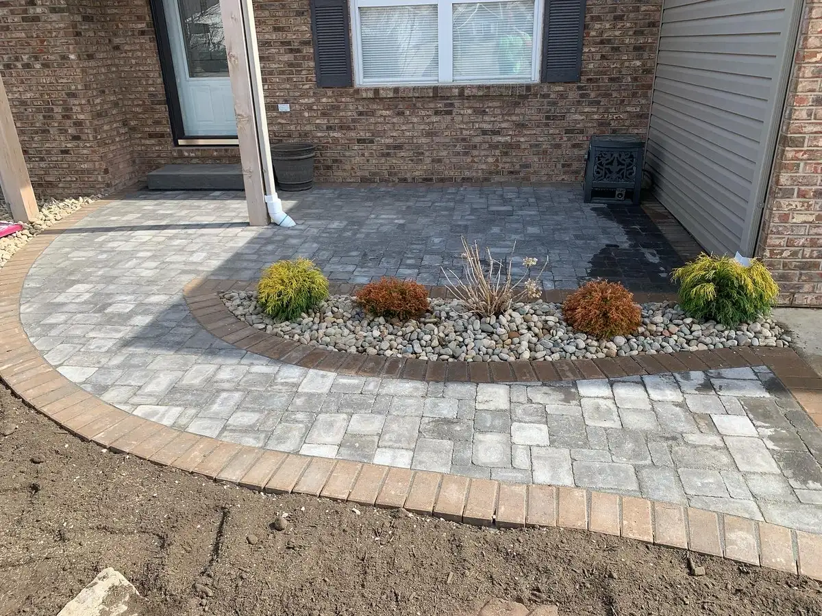 Paver walkway leading to front entry of St. Louis home
