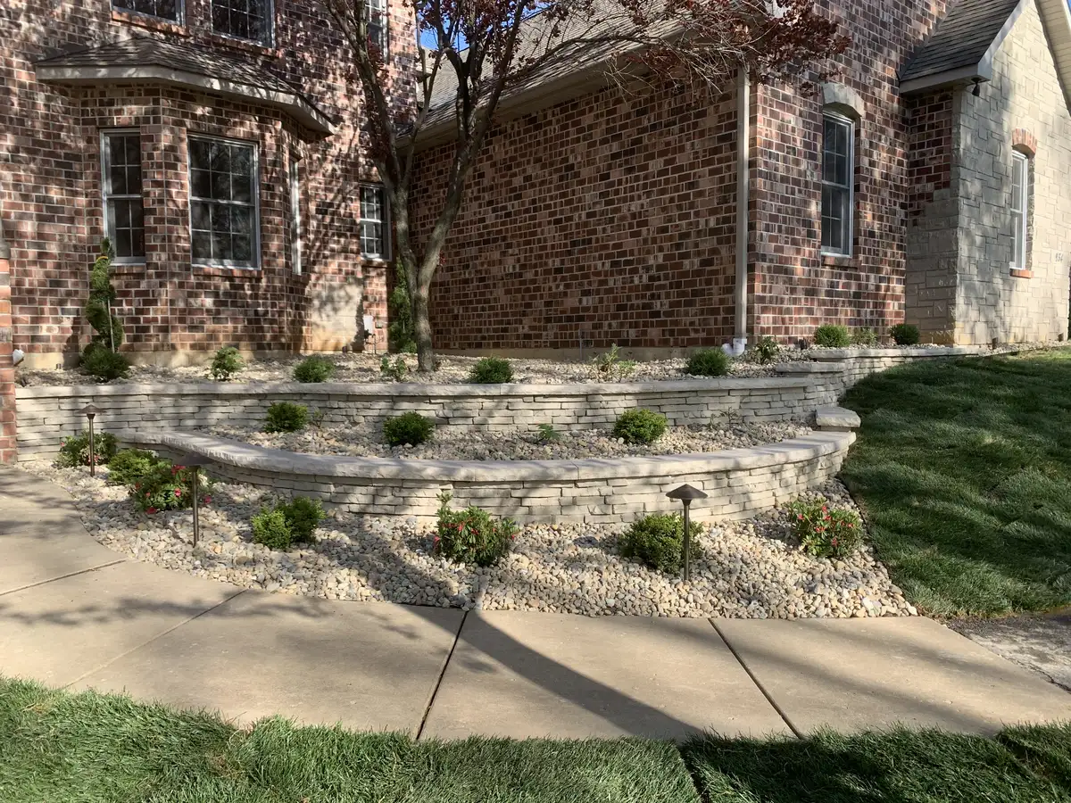 Tiered retaining wall with landscaping in St. Louis